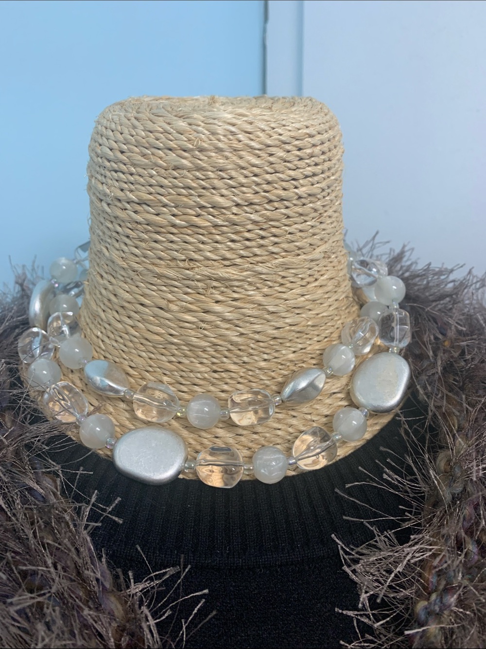 Premier Designs Silver-Tone and Clear Multi-Strand Beaded Necklace
